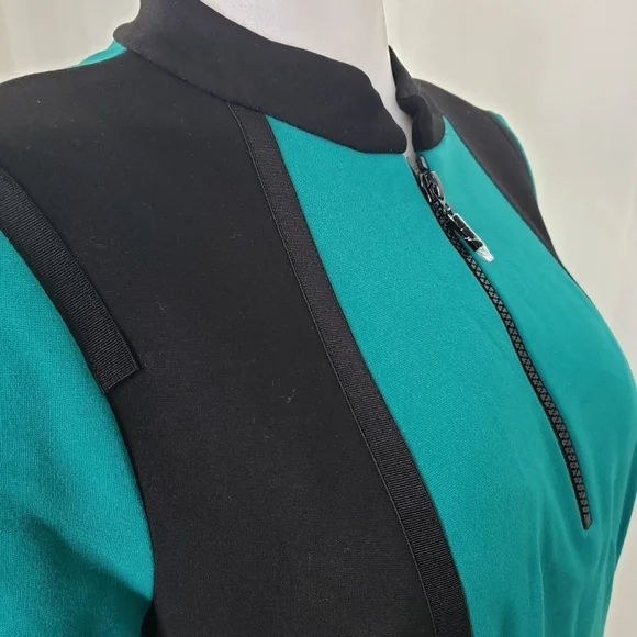 Worth New York Jade green black colorblock scuba dress size 12 NWT - Picture 4 of 11